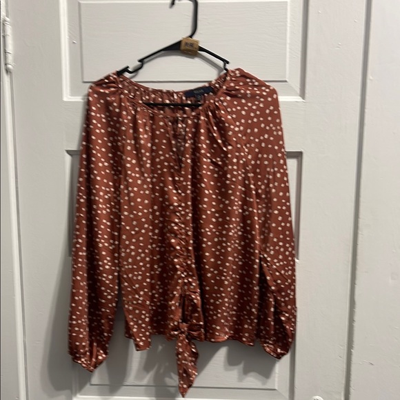 M94 Polka Dot Brown Women's Top - Picture 1 of 4